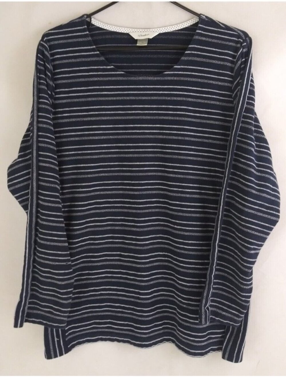 CJ Banks Women's Blue & White Striped Long Sleeve Shirt Plus Size 2X